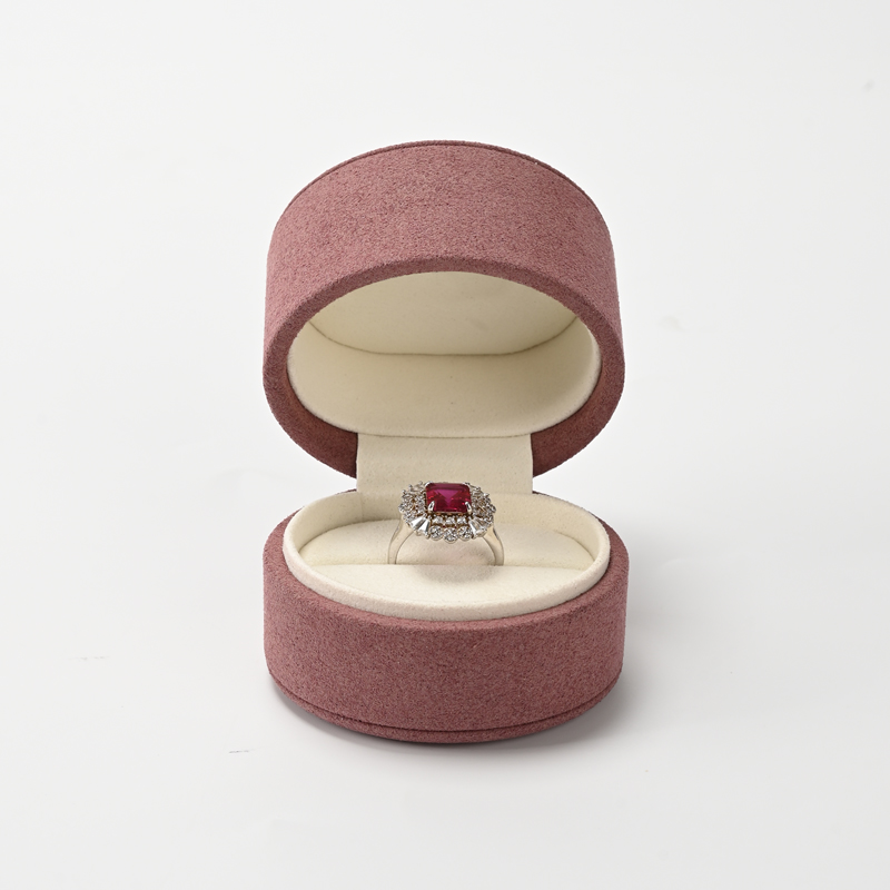 Custom Logo Red Microfiber Ring Box Wedding Box Jewelry Gift Box