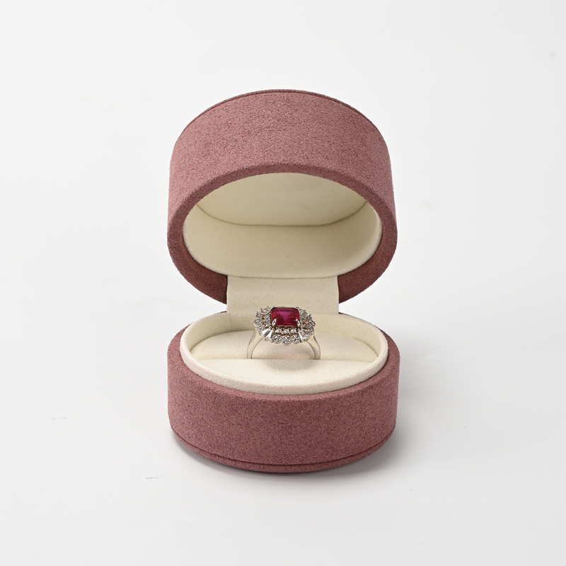 Custom Logo Red Microfiber Ring Box Wedding Box Jewelry Gift Box