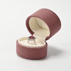 Custom Logo Red Microfiber Ring Box Wedding Box Jewelry Gift Box