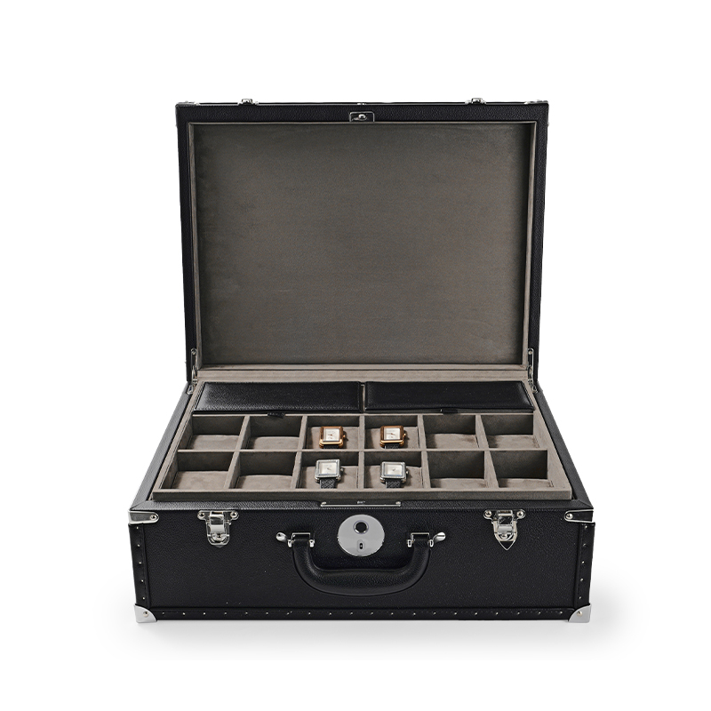 Watch Box Organizer Storage Luxury Leather Watch Case Box with Fingerprint Lock