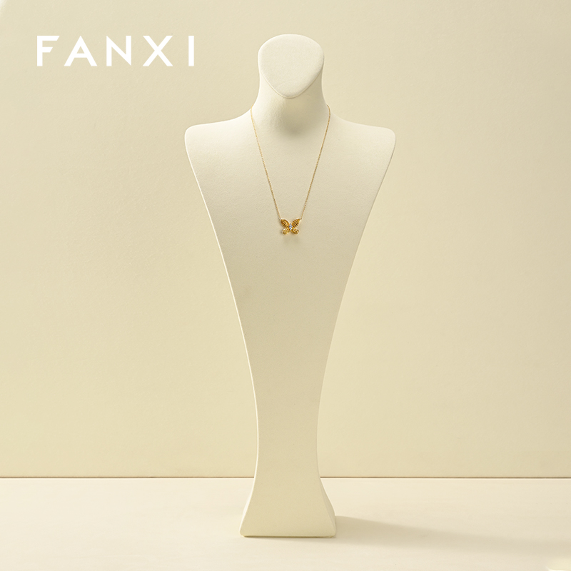 RX117 Microfiber Metal Jewellery Bust Jewelry Display Props Mannequin Necklace Stand Display