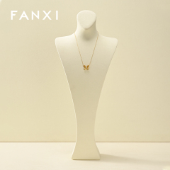 RX117 Microfiber Metal Jewellery Bust Jewelry Display Props Mannequin Necklace Stand Display