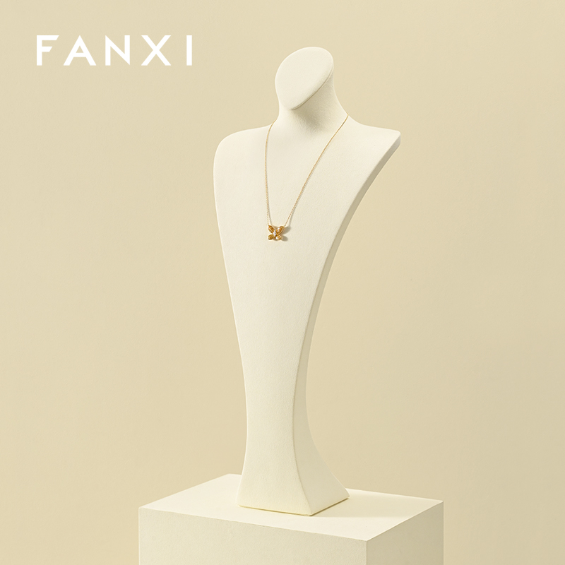 RX117 Microfiber Metal Jewellery Bust Jewelry Display Props Mannequin Necklace Stand Display