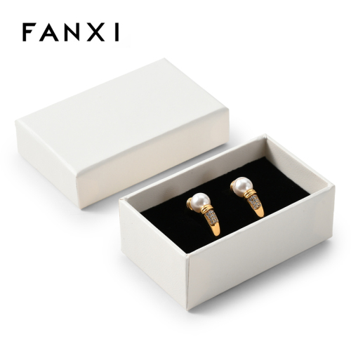 White Paper Ring Box Single Double Slots Custom Logo Jewelry Storage Box
