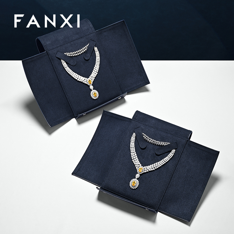 FANXI D029 Wholesale Custom Logo PU Leather Jewelry Bag For Large Size Necklace Gift Bag Jewellery Travel Bag