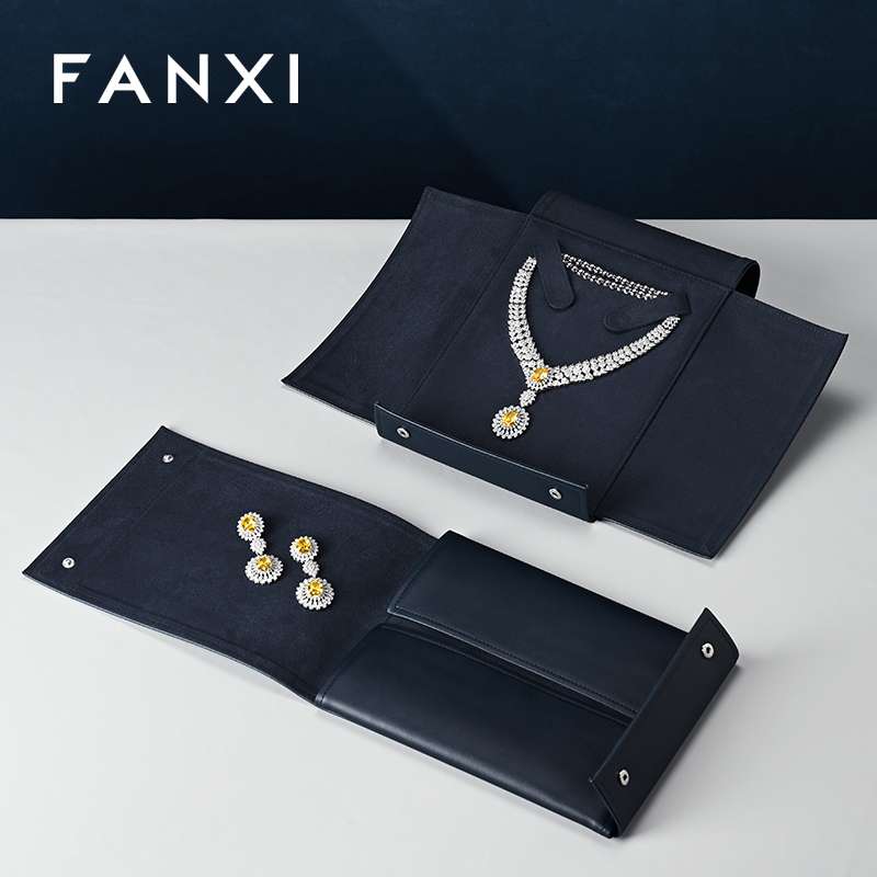 FANXI D029 Wholesale Custom Logo PU Leather Jewelry Bag For Large Size Necklace Gift Bag Jewellery Travel Bag