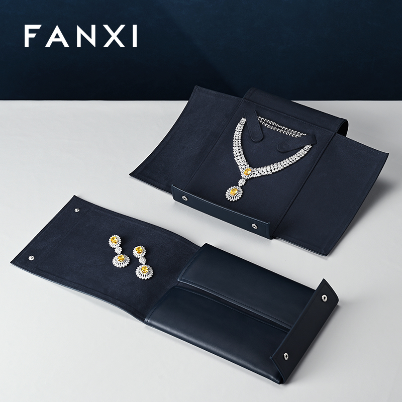 FANXI D029 Wholesale Custom Logo PU Leather Jewelry Bag For Large Size Necklace Gift Bag Jewellery Travel Bag