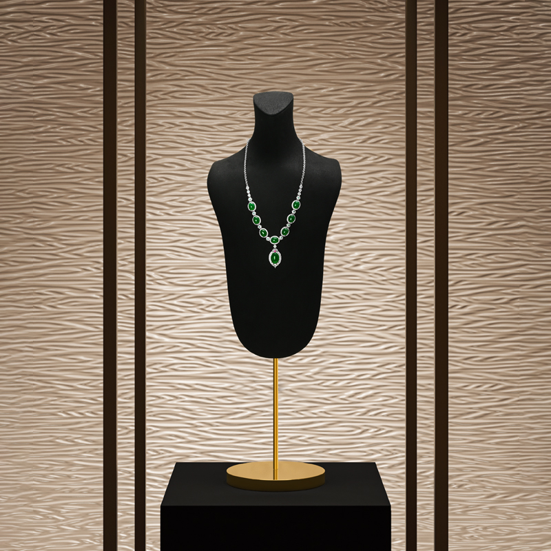 FANXI RX076-78 Jewelry Display High End Metal Microfiber Necklace Bust