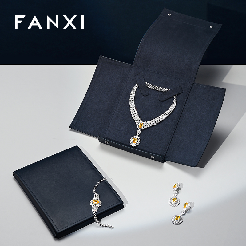 FANXI D029 Wholesale Custom Logo PU Leather Jewelry Bag For Large Size Necklace Gift Bag Jewellery Travel Bag