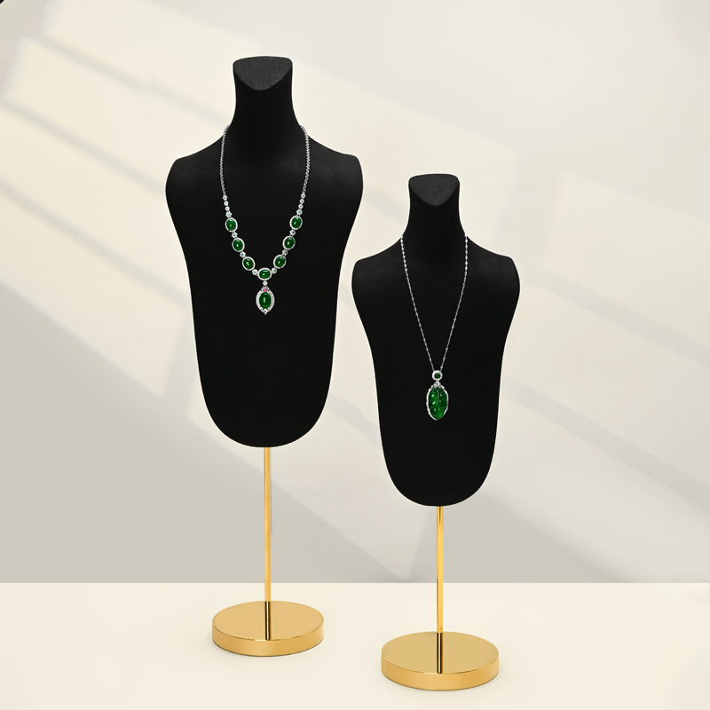 FANXI RX076-78 Jewelry Display High End Metal Microfiber Necklace Bust