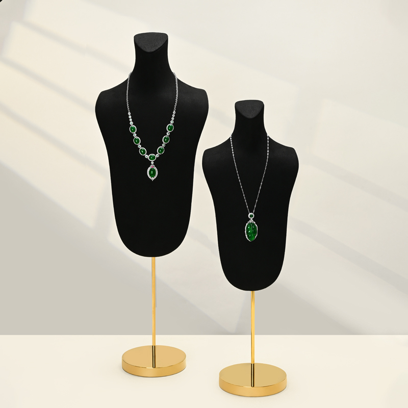 FANXI RX076-78 Jewelry Display High End Metal Microfiber Necklace Bust