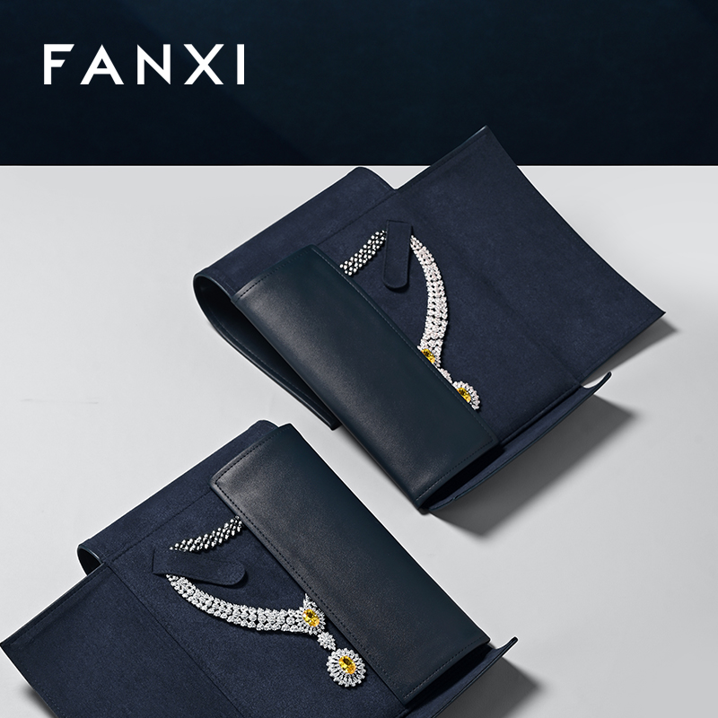 FANXI D029 Wholesale Custom Logo PU Leather Jewelry Bag For Large Size Necklace Gift Bag Jewellery Travel Bag