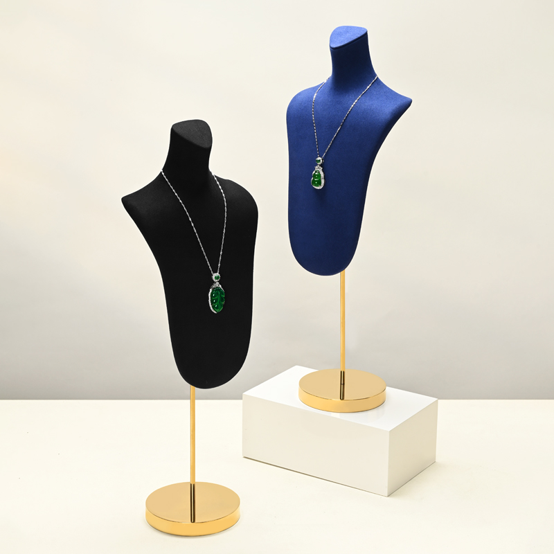 FANXI RX076-78 Jewelry Display High End Metal Microfiber Necklace Bust