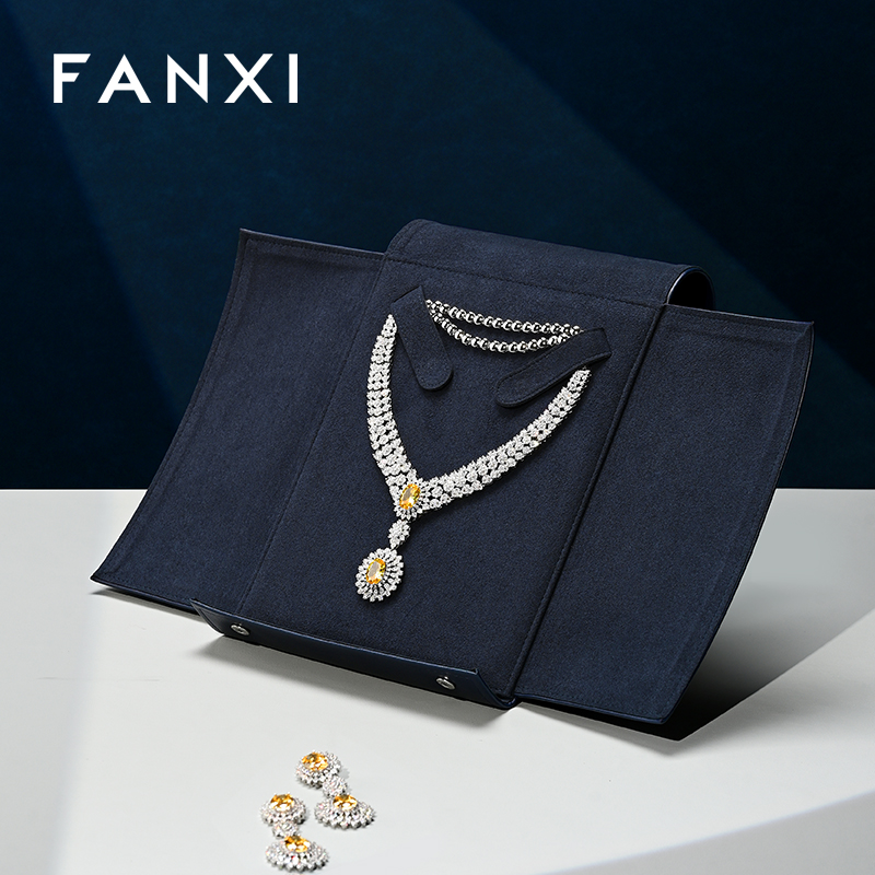 FANXI D029 Wholesale Custom Logo PU Leather Jewelry Bag For Large Size Necklace Gift Bag Jewellery Travel Bag