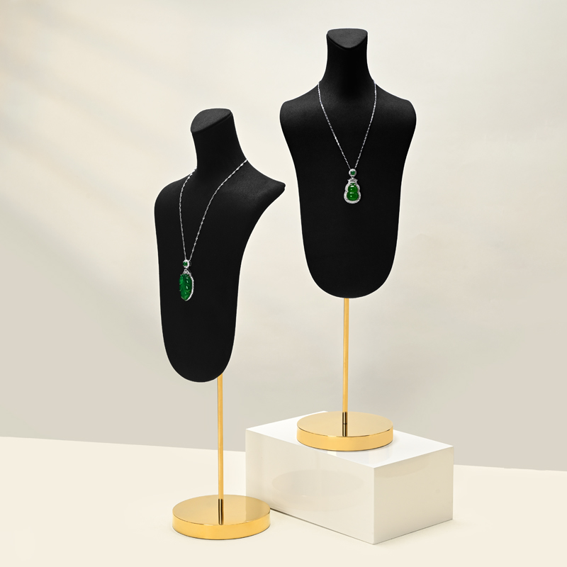 FANXI RX076-78 Jewelry Display High End Metal Microfiber Necklace Bust