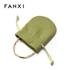 Green Microfiber Jewelry Pouch Jewelry Packaging Custom Logo Necklace Ring Bracelet Earring Pouch