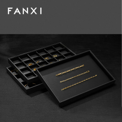 FANXI P017 Black PU Leather Jewelry Display Trays Custom Tray for Ring Pedant Bangle