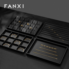 FANXI P017 Black PU Leather Jewelry Display Trays Custom Tray for Ring Pedant Bangle