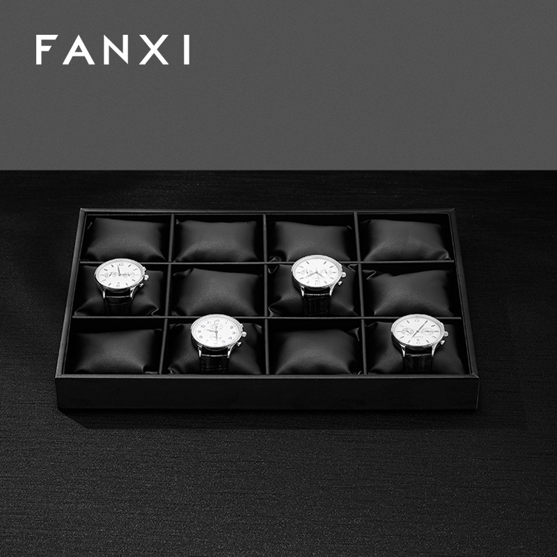 FANXI P017 Black PU Leather Jewelry Display Trays Custom Tray for Ring Pedant Bangle