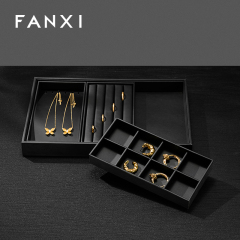 FANXI P017 Black PU Leather Jewelry Display Trays Custom Tray for Ring Pedant Bangle