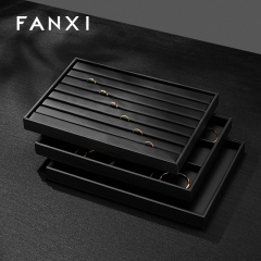 FANXI P017 Black PU Leather Jewelry Display Trays Custom Tray for Ring Pedant Bangle