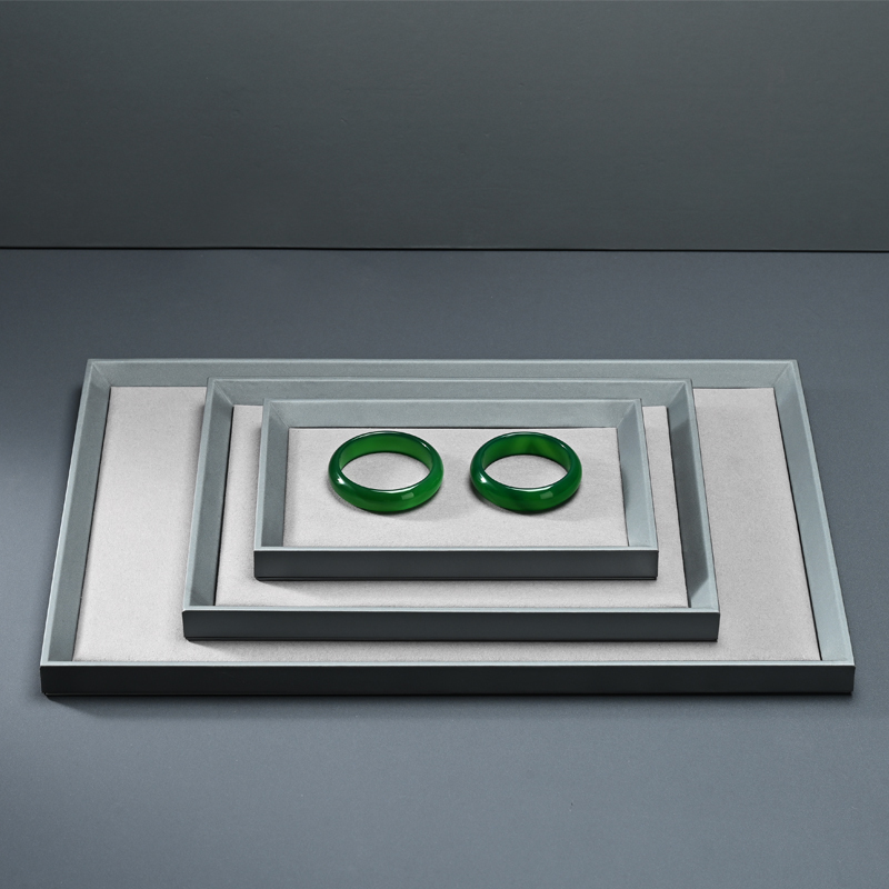 P081 Jewelry Tray Gray Leather Microfiber Jewelry Shop Displays Trays Leather Jewelry Display showcase Tray