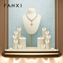 Fanxi TT075 Custom luxury Cream white jewelry rings display sets for jewellery