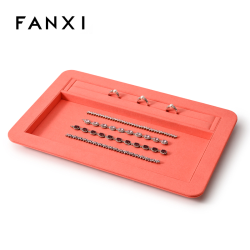 Pink Microfiber Jewelry Tray Luxury Jewelry Plate Necklace Jewelry Show Tray Custom Logo