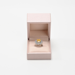 Luxury Pink Leather Microfiber Ring Box Jewelry Box Wedding Ring Box Custom Logo