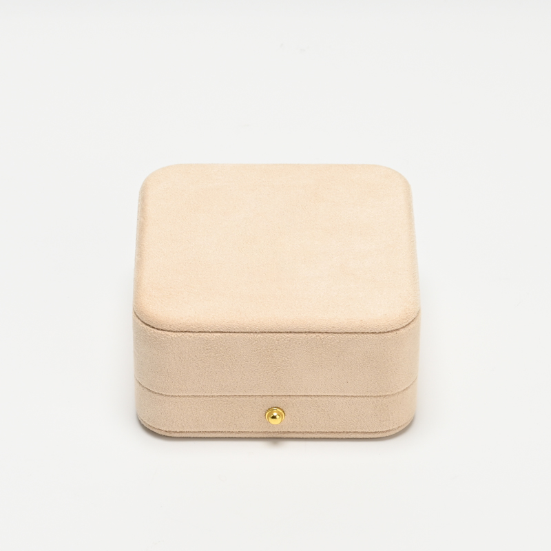 Beige Suede Earring Box Luxury Custom Logo Jewelry Box