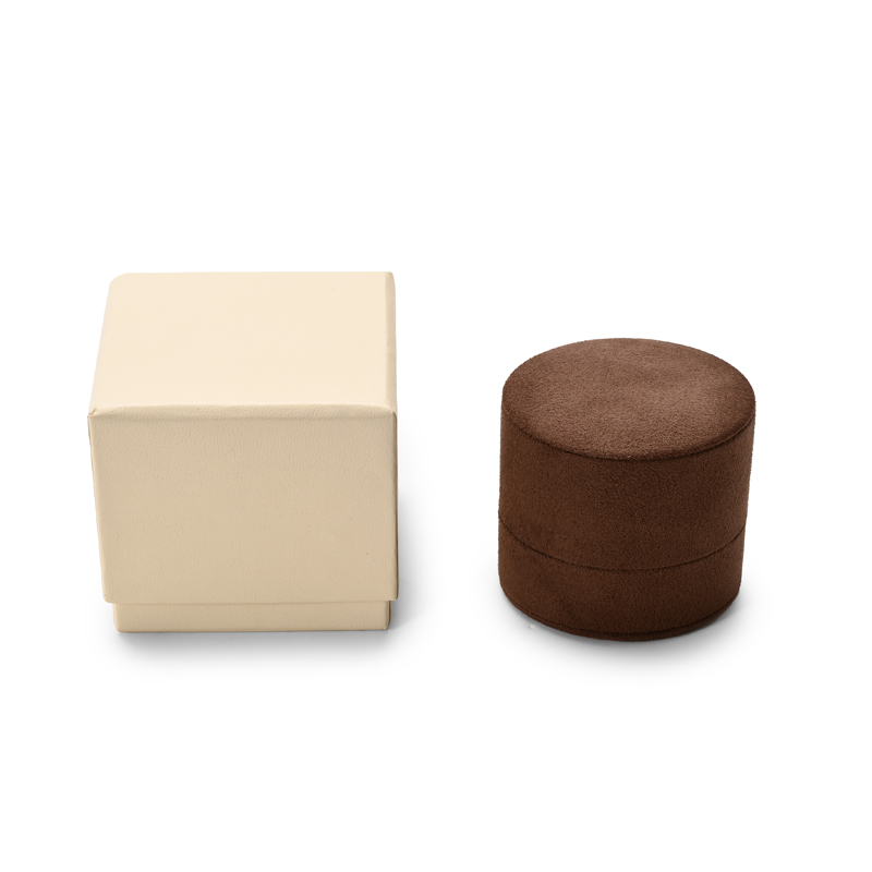 Ring Box Brown Suede Special Jewelry Gift Box Custom Logo Packaging Box
