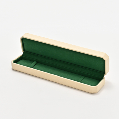 Long Chain Box Microfiber Green Beige Jewelry Box Custom Logo