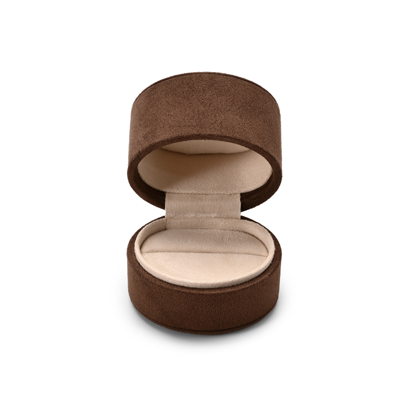 Ring Box Brown Suede Special Jewelry Gift Box Custom Logo Packaging Box