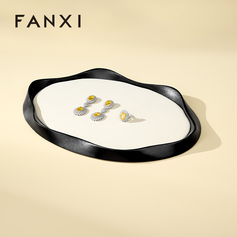 P242 Jewelry Viewing Tray Leather Microfiber Jewelry Display Tray Luxury Jewelry Plate