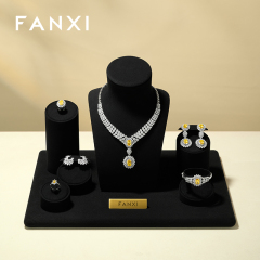 TT154- New black microfiber high end jewelry Display sets for ring necklace Jewelry Window display