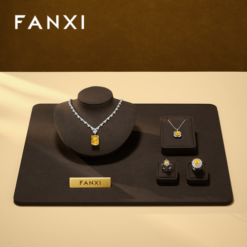 TT309 Custom Microfiber Luxury Jewelry Shop Exhibitor Jewelry display Stand Set