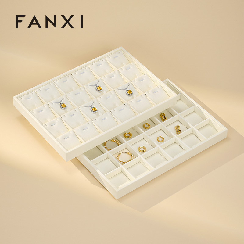 P167-170 New arrival soft microfiber stackable jewelry display tray for showcase