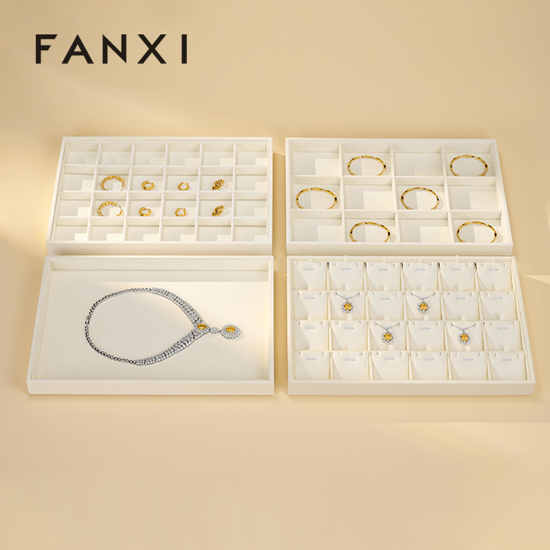 P167-170 New arrival soft microfiber stackable jewelry display tray for showcase