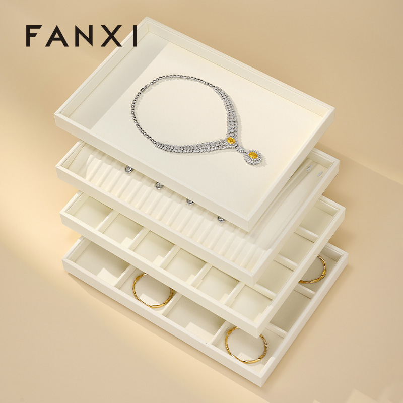 P167-170 New arrival soft microfiber stackable jewelry display tray for showcase