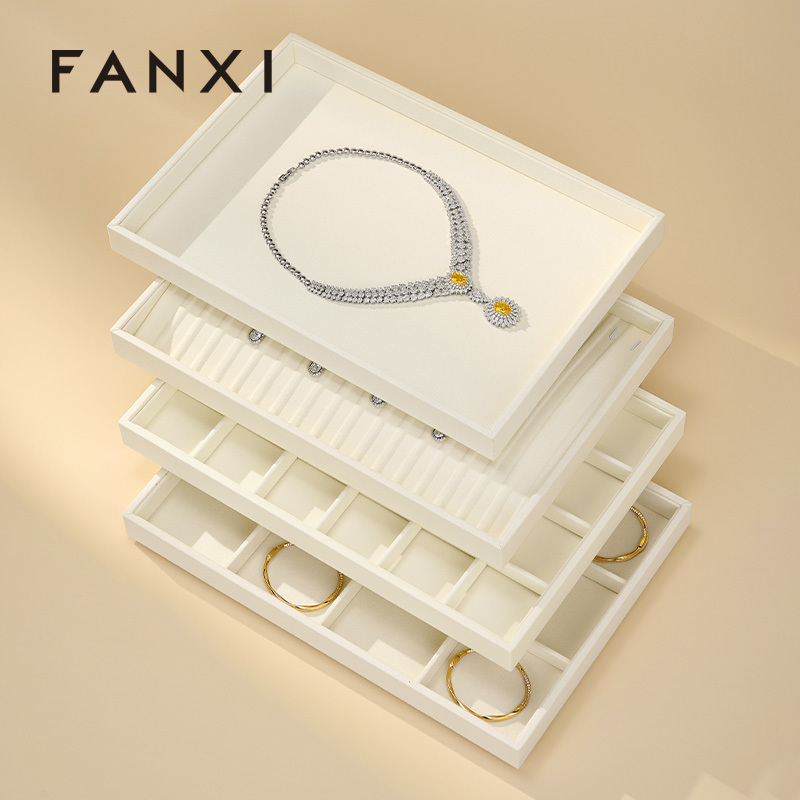 P167-170 New arrival soft microfiber stackable jewelry display tray for showcase