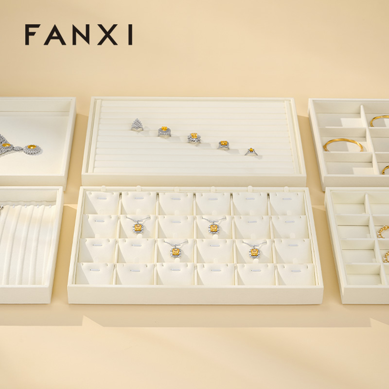 P167-170 New arrival soft microfiber stackable jewelry display tray for showcase