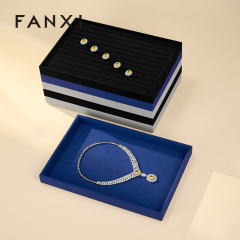 P167-170 New arrival soft microfiber stackable jewelry display tray for showcase
