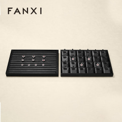 P173 Luxury Black Jewelry Display Tray Earring Jewelry Packaging PU Tray Organizer Display Jewelry Tray for exhibidor
