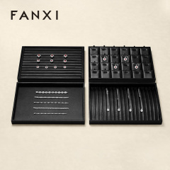 P173 Luxury Black Jewelry Display Tray Earring Jewelry Packaging PU Tray Organizer Display Jewelry Tray for exhibidor
