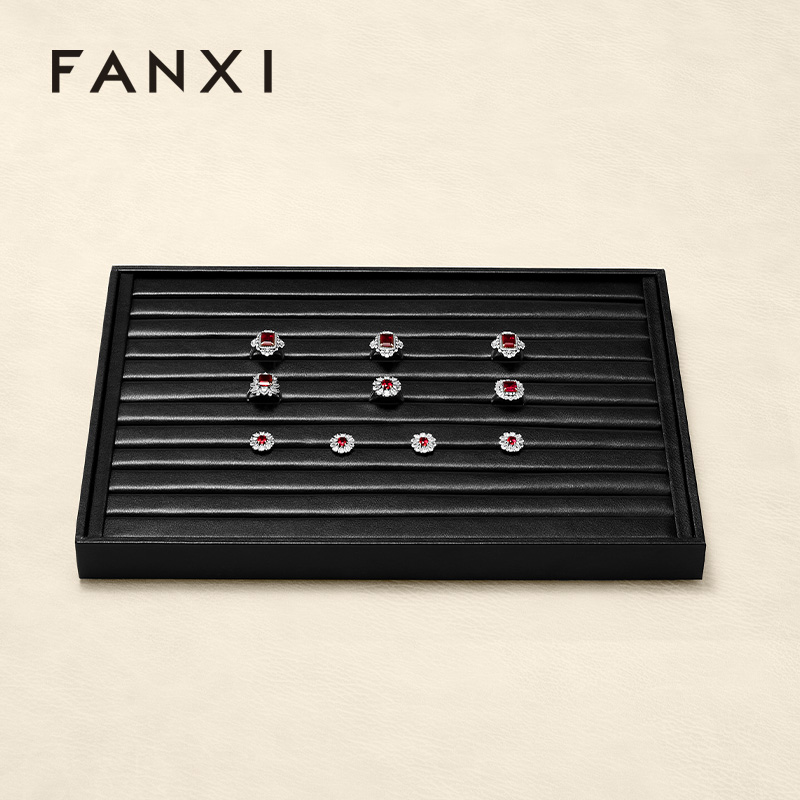 P173 Luxury Black Jewelry Display Tray Earring Jewelry Packaging PU Tray Organizer Display Jewelry Tray for exhibidor