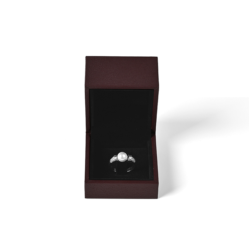 Red Leatheretter Paper Black Velvet Ring Box Diamond Wedding Box Luxury Jewelry Jewelry Box