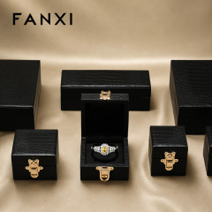 H216 Luxury Croc Texture Leather Jewellery Box With Golden Clasp Custom Logo Ring Earrings Jewelry Packaging Box