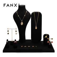 FANXI New Arrival black microfiber jewelry set