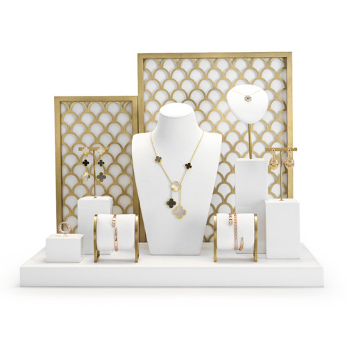 FANXI New Arrival luxury white microfiber jewelry display holder set