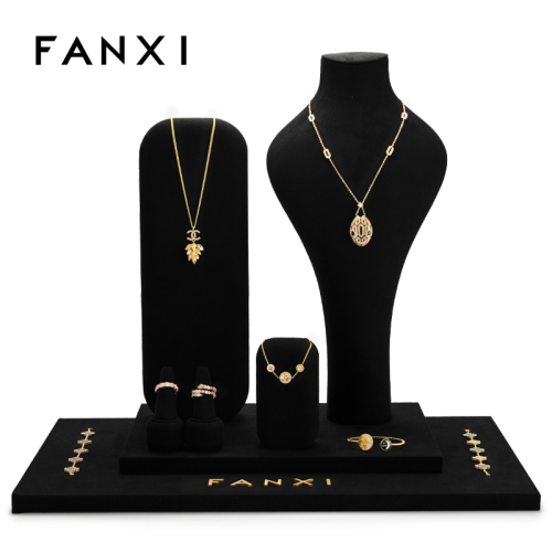 FANXI New Arrival black microfiber jewelry set